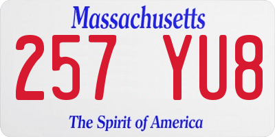 MA license plate 257YU8