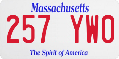 MA license plate 257YW0