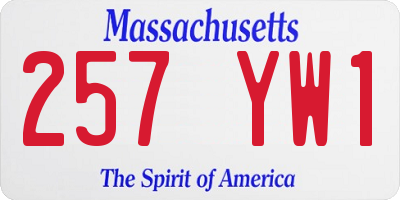 MA license plate 257YW1