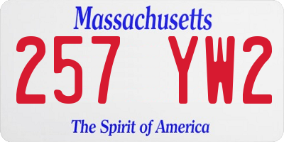 MA license plate 257YW2