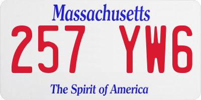 MA license plate 257YW6