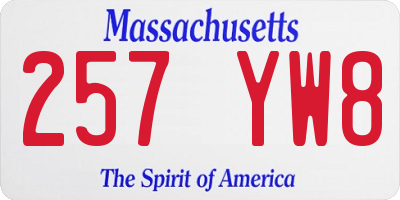 MA license plate 257YW8