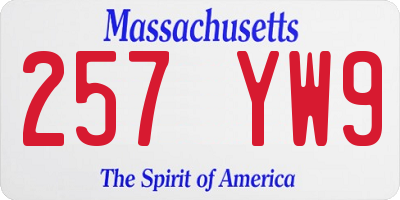 MA license plate 257YW9