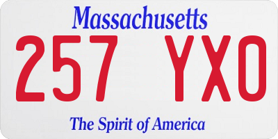 MA license plate 257YX0