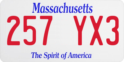 MA license plate 257YX3