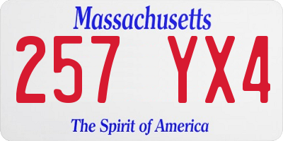 MA license plate 257YX4