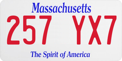 MA license plate 257YX7