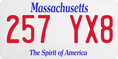 MA license plate 257YX8