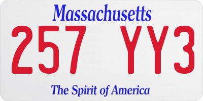 MA license plate 257YY3