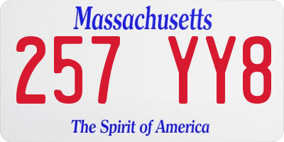 MA license plate 257YY8