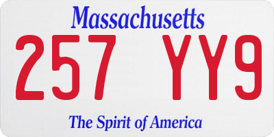MA license plate 257YY9