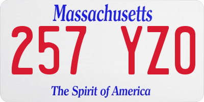 MA license plate 257YZ0