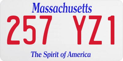 MA license plate 257YZ1