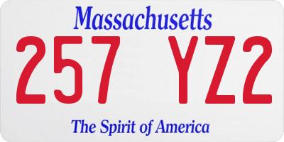 MA license plate 257YZ2