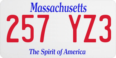 MA license plate 257YZ3