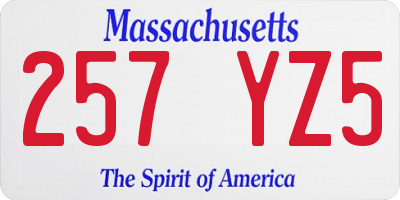 MA license plate 257YZ5