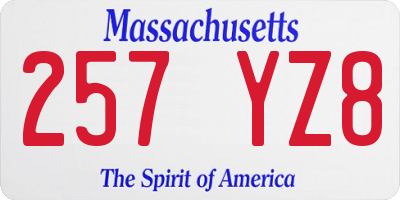 MA license plate 257YZ8