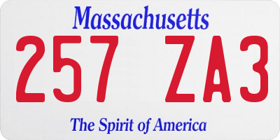 MA license plate 257ZA3