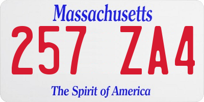 MA license plate 257ZA4
