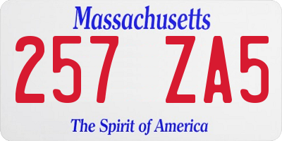 MA license plate 257ZA5