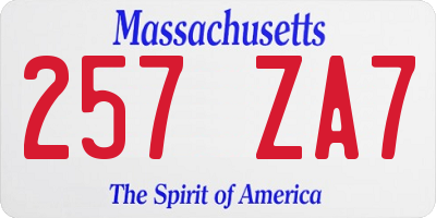 MA license plate 257ZA7