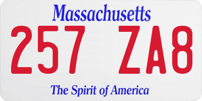 MA license plate 257ZA8