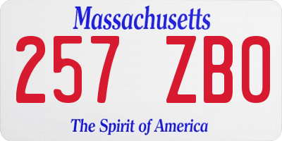 MA license plate 257ZB0