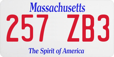 MA license plate 257ZB3