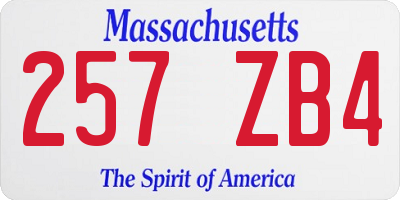 MA license plate 257ZB4