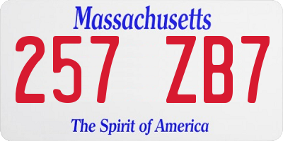 MA license plate 257ZB7