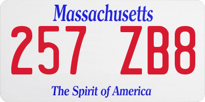 MA license plate 257ZB8