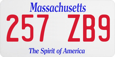 MA license plate 257ZB9