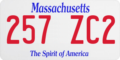 MA license plate 257ZC2