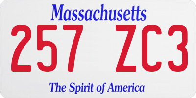 MA license plate 257ZC3