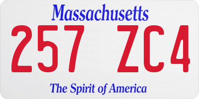 MA license plate 257ZC4