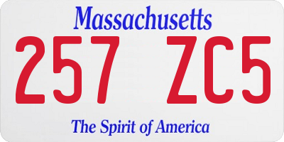 MA license plate 257ZC5