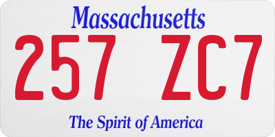 MA license plate 257ZC7
