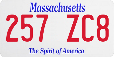 MA license plate 257ZC8