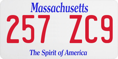 MA license plate 257ZC9