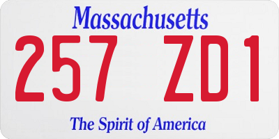 MA license plate 257ZD1