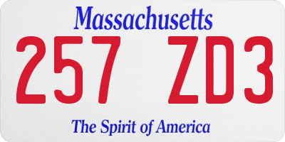 MA license plate 257ZD3