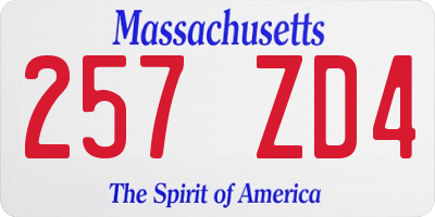 MA license plate 257ZD4