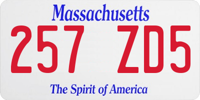 MA license plate 257ZD5