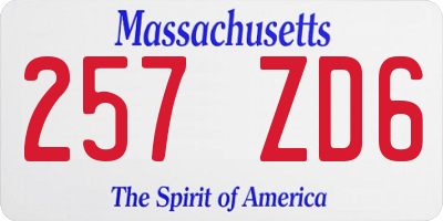 MA license plate 257ZD6