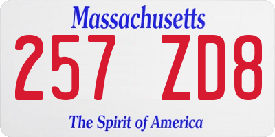 MA license plate 257ZD8