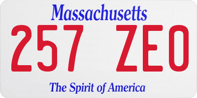 MA license plate 257ZE0