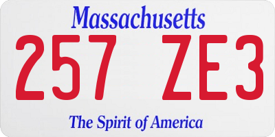 MA license plate 257ZE3