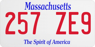 MA license plate 257ZE9