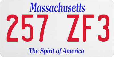 MA license plate 257ZF3