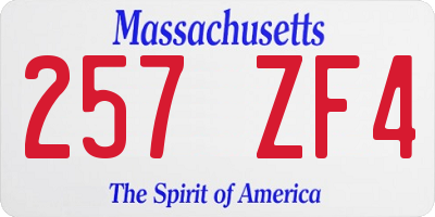 MA license plate 257ZF4